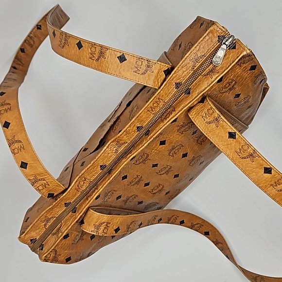 Authentic MCM Monogram Vintage Shoulder Tote Bag Cognac Visetos - Picture 7 of 16